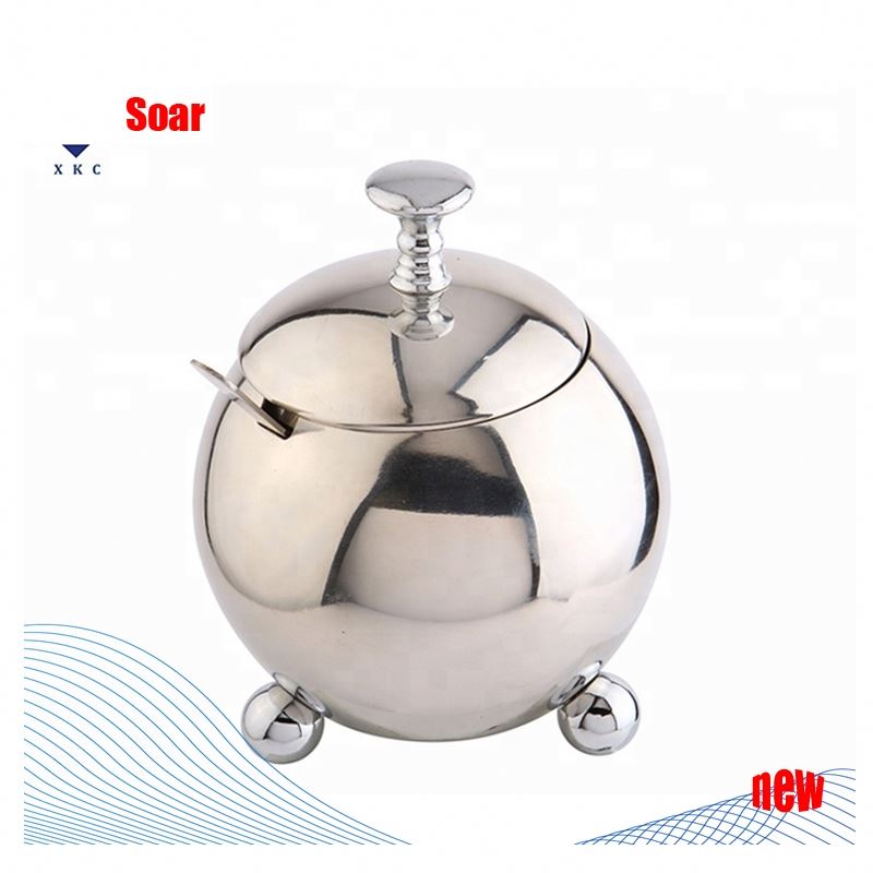 Classic European style tea coffee canister with spoon stainless steel sugar pot