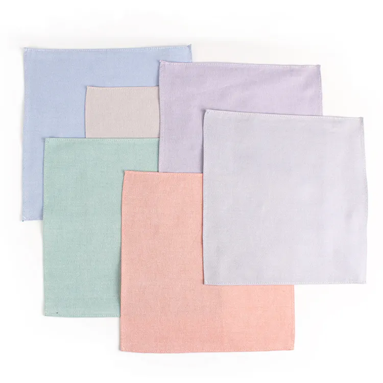 Dacheng Wholesale Light Solid Color Pocket Square Cotton Wedding Handkerchief