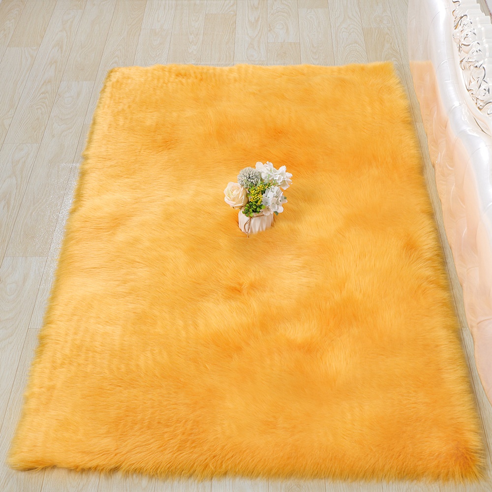 Tufted Carpets and Rugs Living Room Plain Decorative Style Faux Wool Rectangle Rug For Bathroom Bedroom Customizable