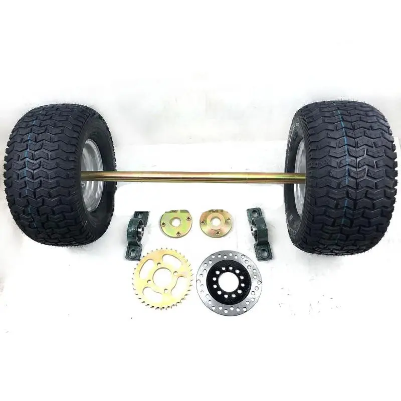 DIY Four Wheel GO KART KARTING Quad Brake Disc 160 Rotors Sprocket 6205 13X6.50-6 Inch Wheel Tires ATV UTV Buggy 65CM Rear Axle