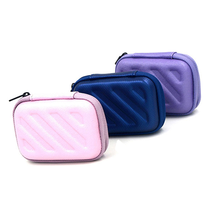 Custom Design Hard Shell Black Zipper EVA Earphone Pouch Storage