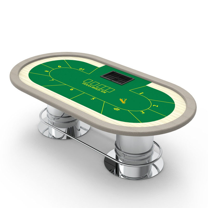 YH 96inch Oval Texas Table For 10 Persons Texas Hold'em Gambling With Stainless Round Legs