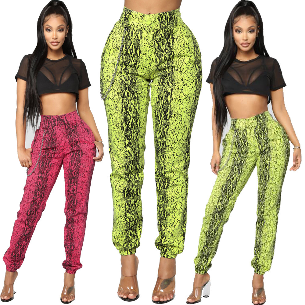 Horse Racing Spring / summer 2019 fashion snake camouflage printed Harlan pants women's loose casualChaps