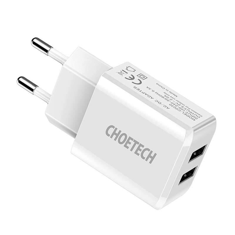 CHOETECH 5V 2A зарядное устройство с двумя портами USB настенное зарядное устройство для iPhone 11 X XS 8 7 дорожный быстрый USB зарядное устройство адаптер для Samsung S10 S9 S8 зарядного устройства для телефона