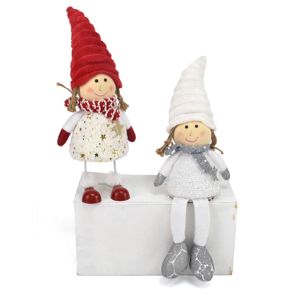 Victor Christmas Home Decoration White Sitting Doll Girl New Christmas Gifts Handicrafts Led Lighted Figurine Shelf Ornament