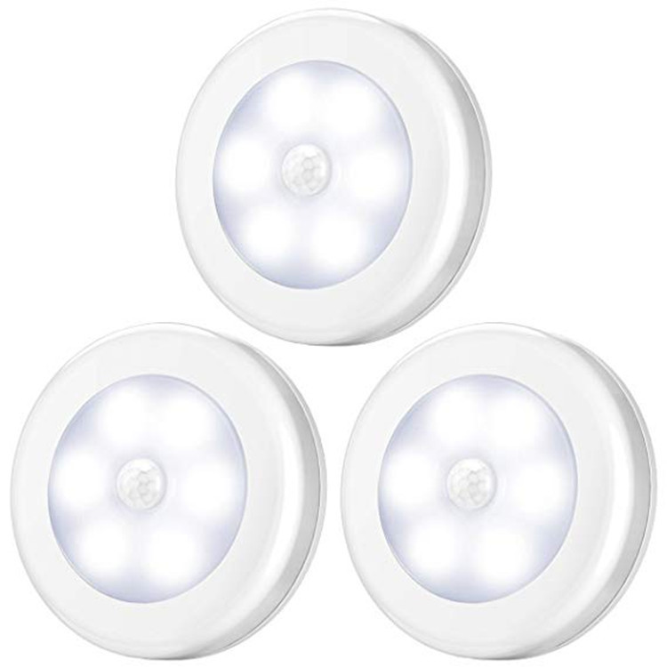Оптовая Продажа Мини Портативный 6 LED круглый беспроводной аккумулятор PIR датчик движения ночник шкаф кухонный шкаф датчик света