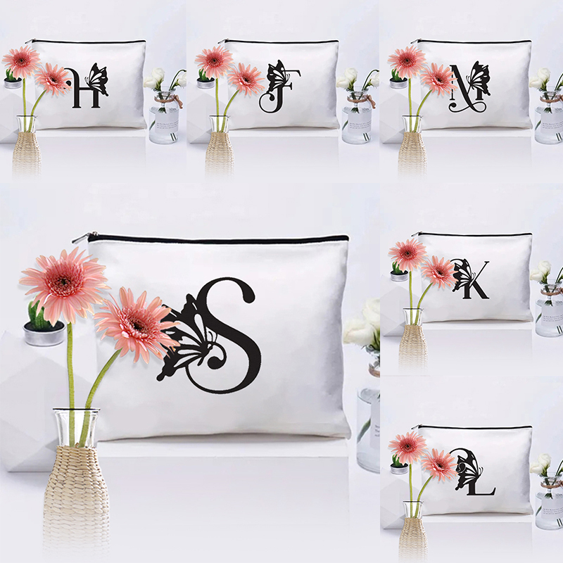 1 pc butterfly Monogrammed pattern Personalized Makeup Bag Travel Toilet Storage Bag Cosmetic Pouch bachelorette party gift