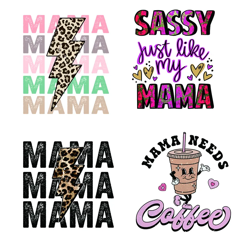 Wholesale custom mama designs iron on printable plastisol clear matte film heat press sticker logo heat transfers for T-Shirts
