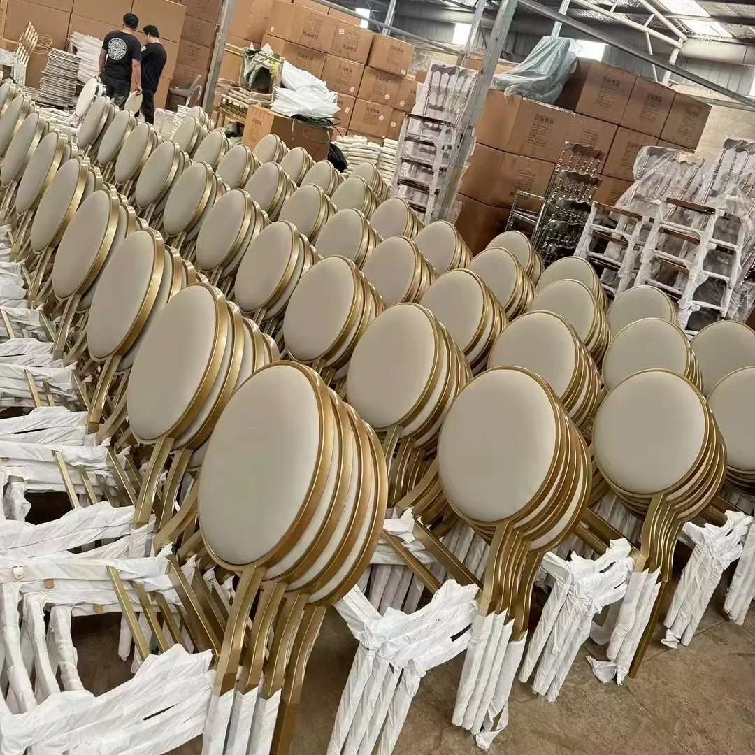 Hot Sale Cheap Hotel Chairs Wholesale Party Metal Banquet golden steel hotel small leather swivel chair