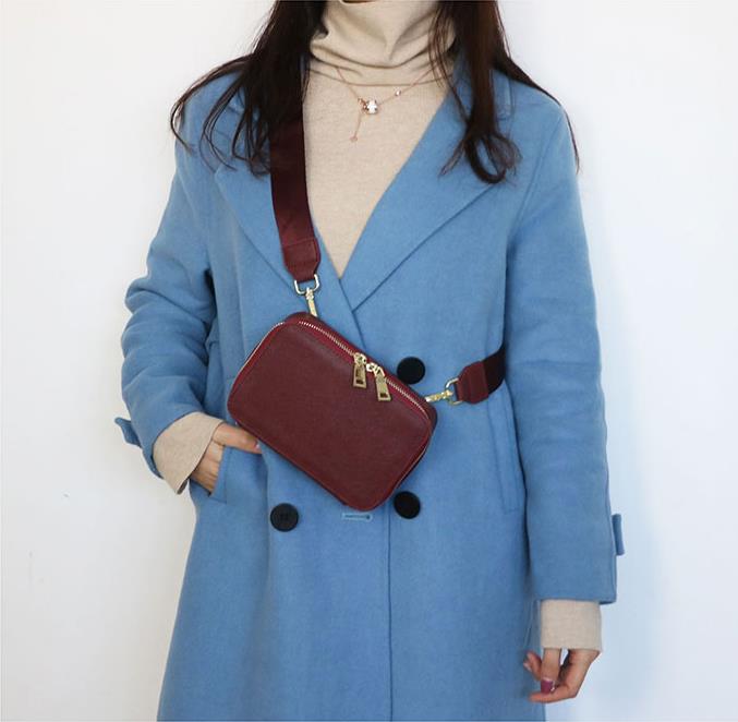 Custom phone chest bag leather travel camera bag women mens crossbody belt chest bag