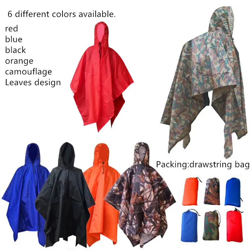 High quality 210T polyester ripstop Hiking camping Raincoats Rain Coat Waterproof Rain Poncho