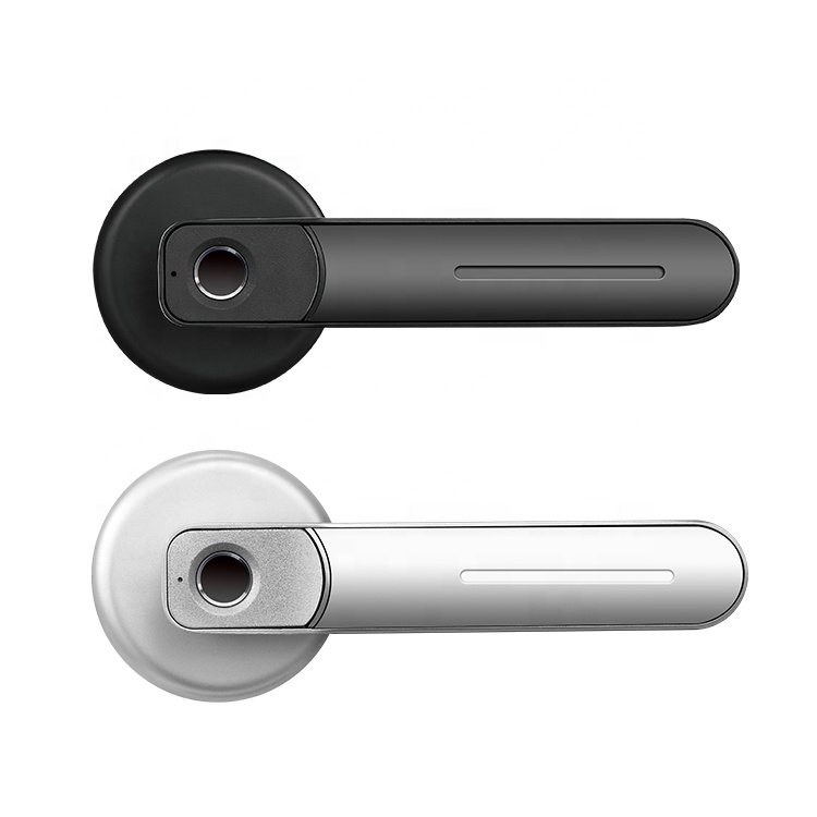 High Quality Door Lock Black Color Electronic Door Handle Lock TTLock APP Fingerprint Smart Door Lock