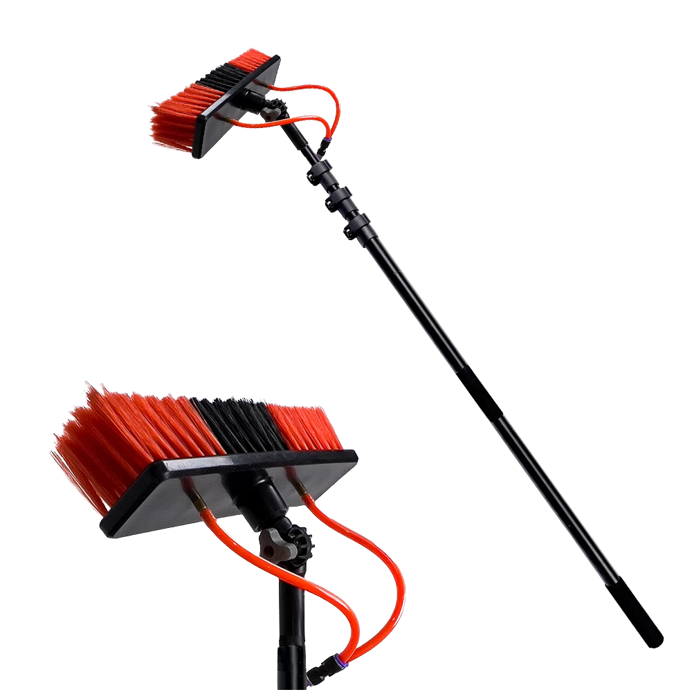 Qiyun Best Seller 3.6M Aluminum Telescopic Pole Water Fed Window Cleaning Equipment Solar Panel Cleaning Brush Made Metal