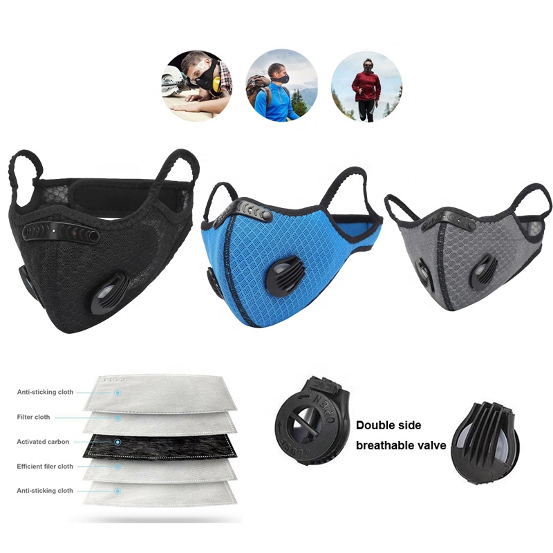 GOKU 5 Layer Sport mask With Filter Protective Carbon Anti-Pollution Cycling Training Bike Facemask Cubrebocas Deportivo