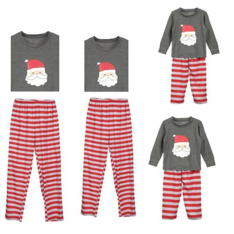 Two-piece Long-sleeve Wholsale Plus Size Christmas Kids Men's Women's Sleepwear Pajamas Sets