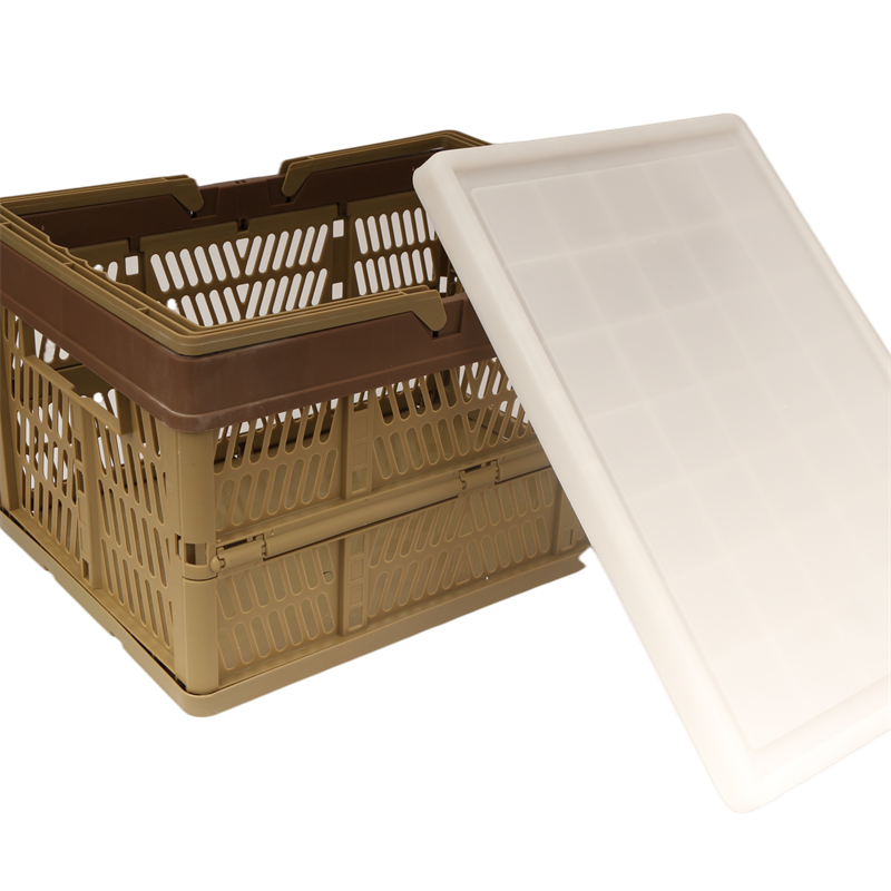 HKLFB2103 Shopping Camping Food Storage Plastic Basket Feature Eco Material Foldable Basket With Handle