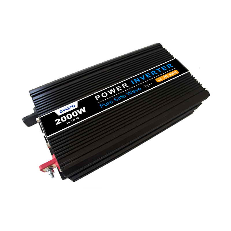 GYOPO Car Power Solar Inverters 2kw 12v 24v 48v to 110v 220v Electric Inverter Off Grid Pure Sine Wave Inverter for Car