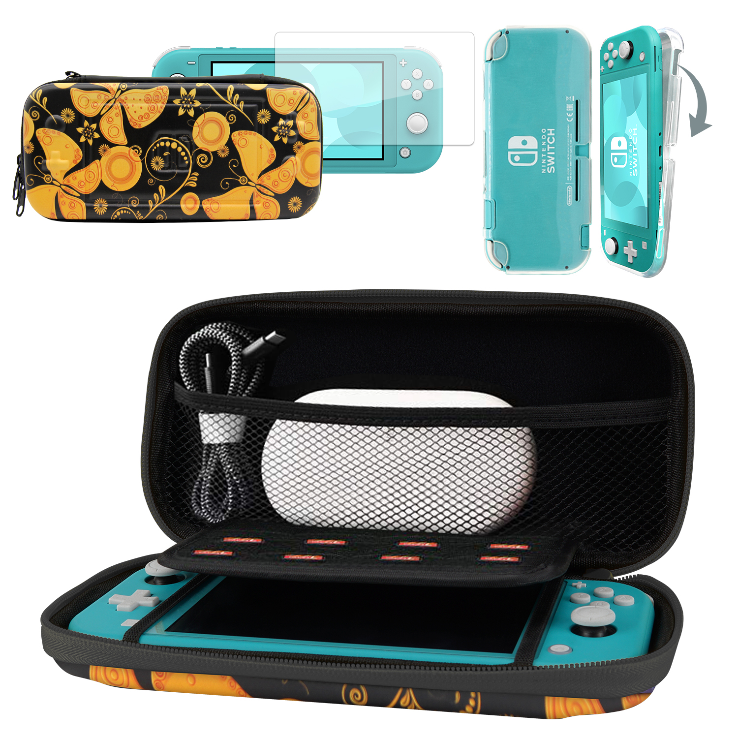 Чехол подходит для Nintendo Switch Lite Premium PU кожаный защитный чехол для нового Nintendo Switch Lite с портативной застежкой-молнией