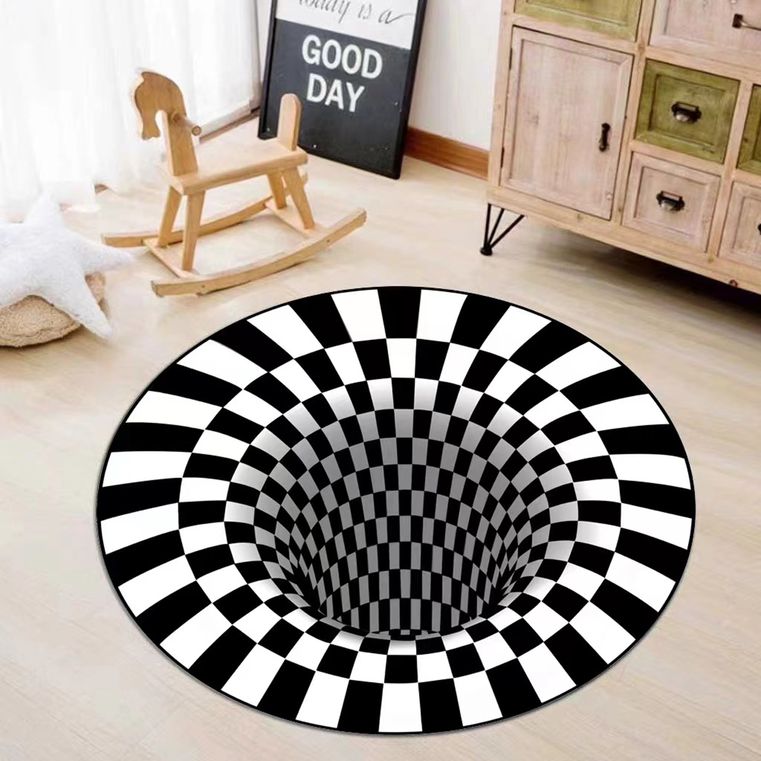 3D vision стерео ковер черно-белый плетеный Нескользящий Впитывающий напольный коврик стерео видение ковер для гостиной спальни ковер видение ковер