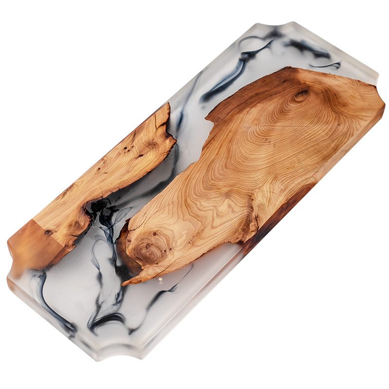 NEW custom cedar pine wood epoxy resin tray plates tea pot cup rustic round serving placemat