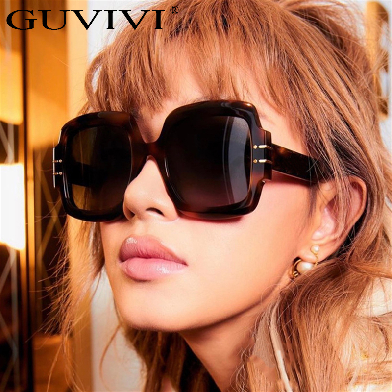 GUVIVI новые модные квадратные солнцезащитные очки унисекс UV400 женские большие ретро солнцезащитные очки с большим оттенком красочные 2021