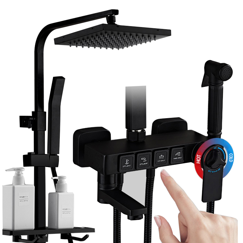 Thermostatic Digital Display Shower Faucet Set Rain Bathroom Faucet Hot Cold Black Faucet Bathtub thermostatic shower Mixer