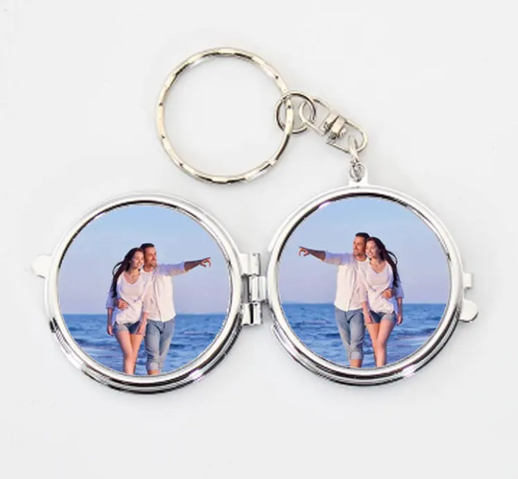 ZL09-02  Whole Sale DIY Your Photo Sublimation Blank Metal Pocket Compact Mirror Keychain