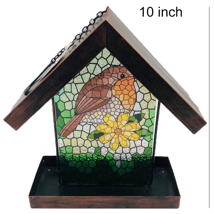 Novelty Glass Wild Bird Feeders Seed Feeder Metal Garden Birdfeeder For Outside