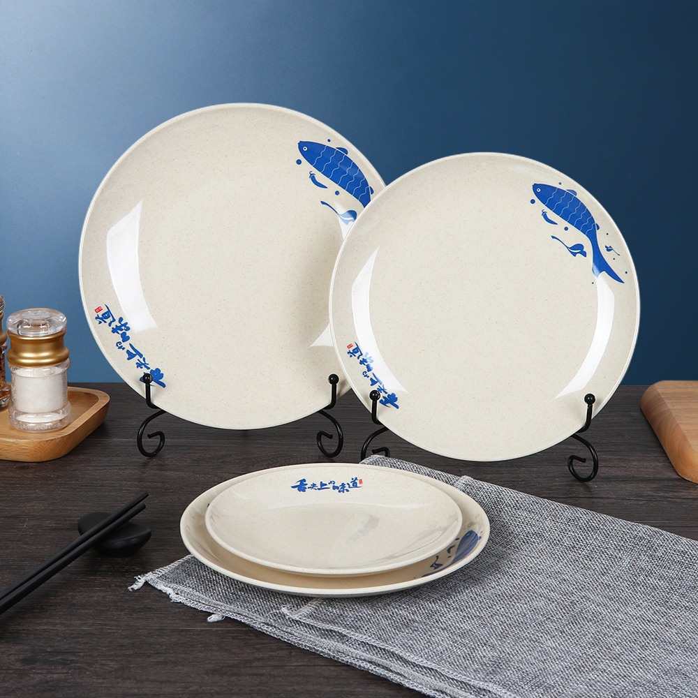 Guoma home restaurant platos dinner dishes creative plates 10" 12" custom white chinese melamine fruit plate