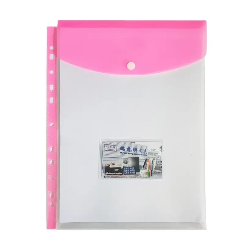 11 Holes Toploader Poly Envelope Folder Binder Pockets Plastic Envelopes With Snap Closure Document Folder