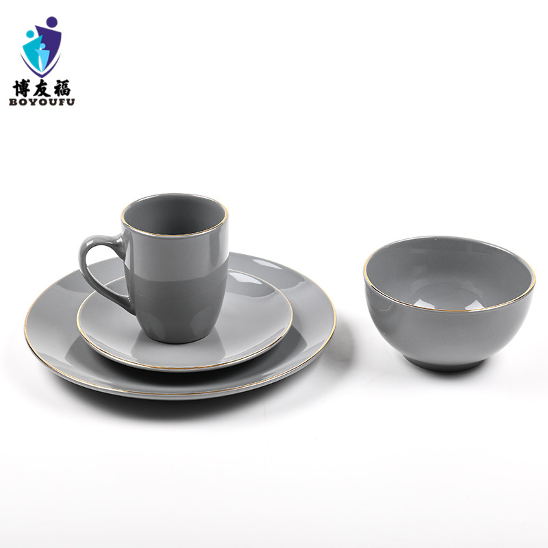 OEM 16pcs French Luxury Porcelain Elegant Ceramic Stoneware Dinner Sets on Sale