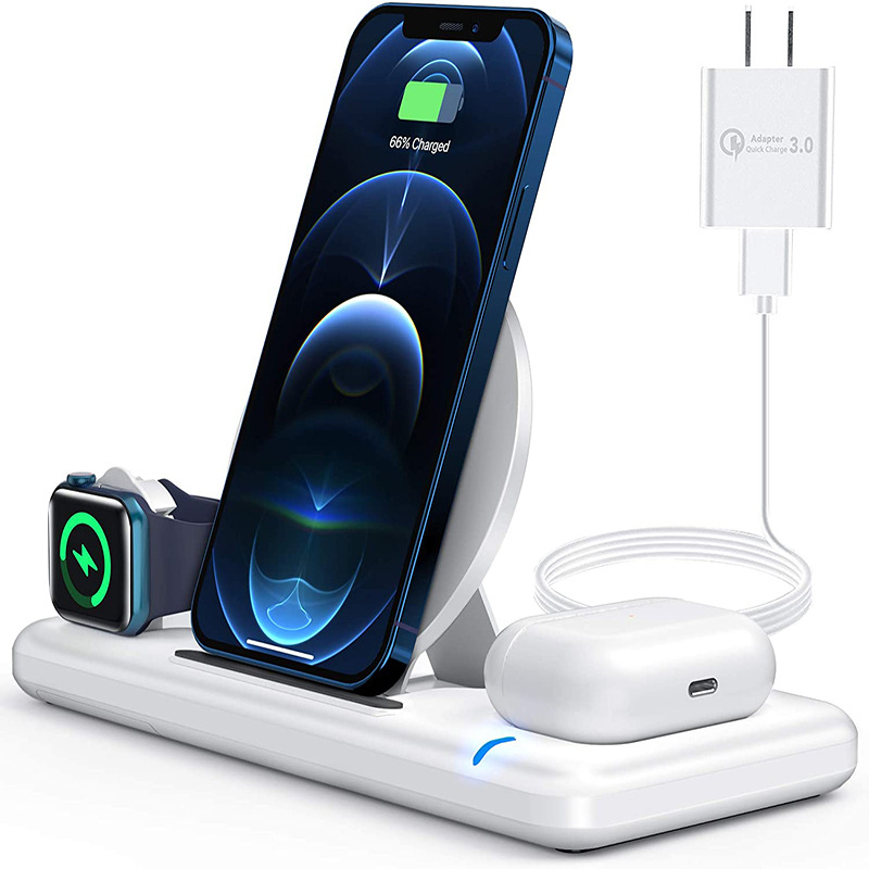 Быстрое беспроводное зарядное устройство многофункциональное для iWatch сотовых телефонов наушники 15 Вт Беспроводное зарядное устройство