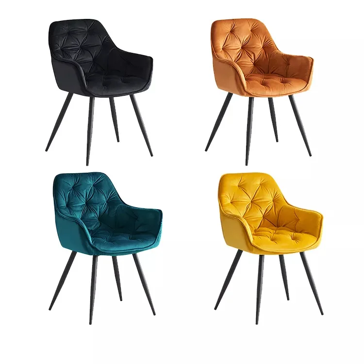 China Modern Hotel Home Restaurant Dinning Furniture Ergonomic Kitchen Velvet Fabric Dining Chairs With Steel Legs