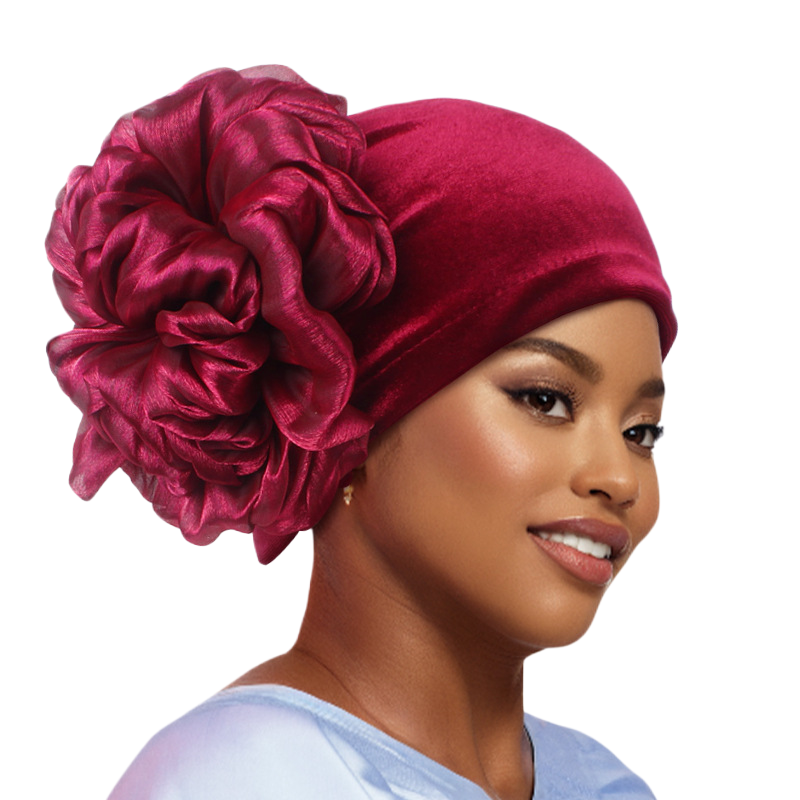 juding's new flannel large floral headscarf chemo hat TJM-238G