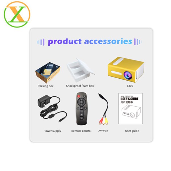 New T300 Mini LED Projector 320x240 Pi xels 800 Lumen Portable HD Home Media Video Player Built-In Speaker