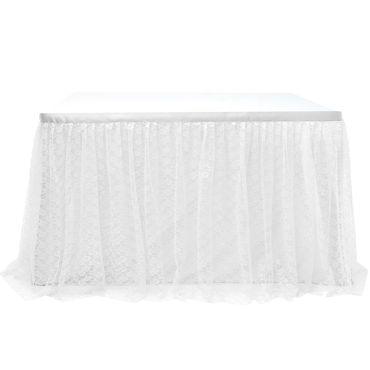 polyester white lace wedding table skirt bridal table skirting