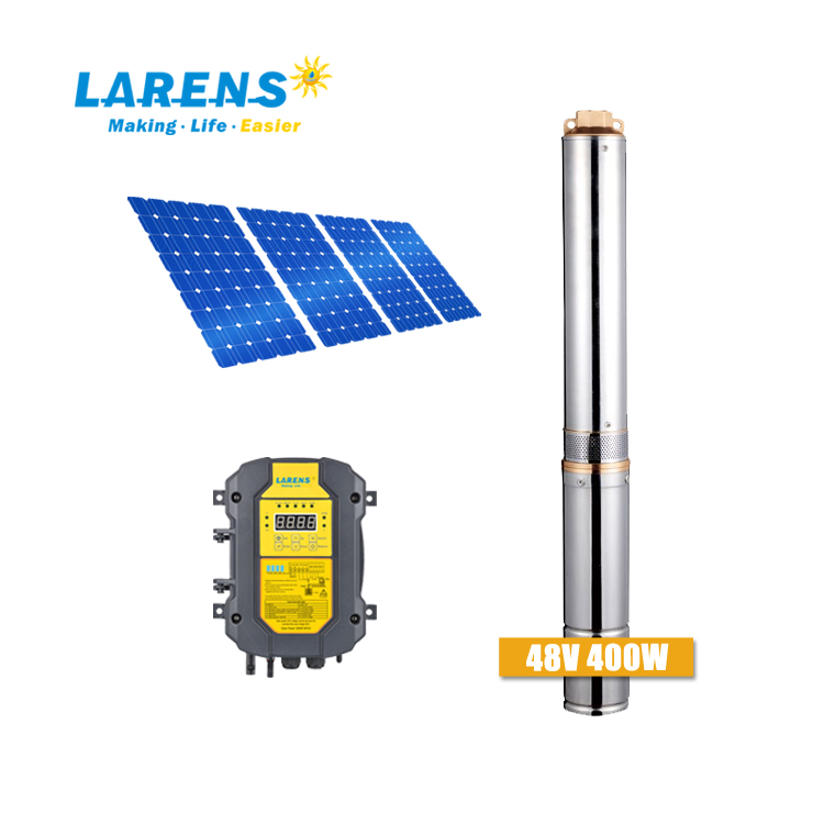 Larens постоянного тока 48V 400W солнечный насос 4 дюйма пластиковый импеллер Солнечный глубокий колодец Водяной насос Комплект