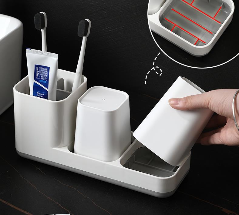 Included 2 Cups Bathroom Electric Toothbrush Holder Toothpaste Storage Organizer Stand