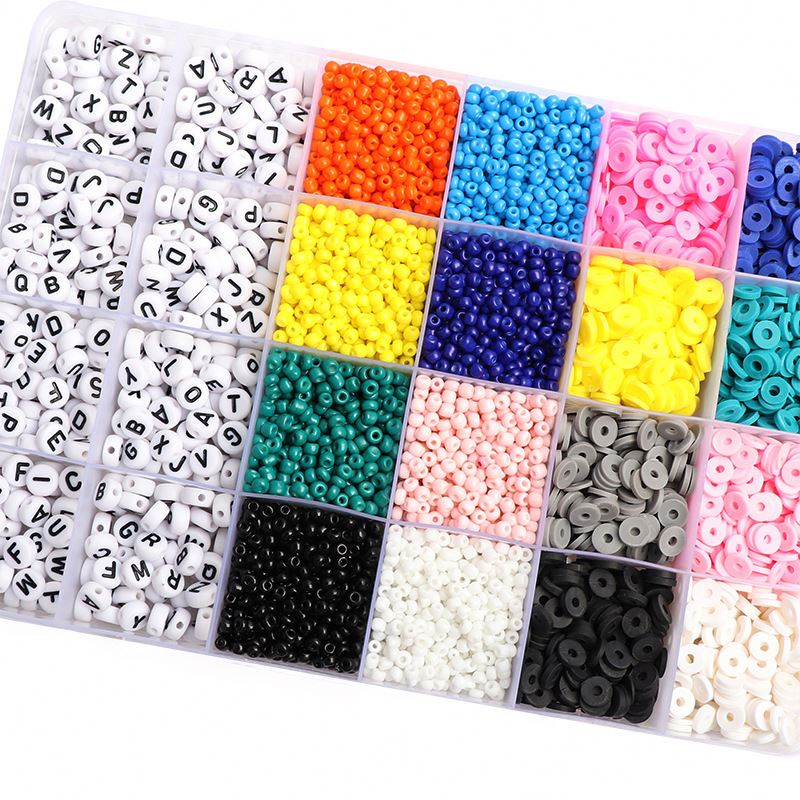 Amazon 24 Slots DIY Candy Glass Seed Beads Sets Letter Polymer Clay Acrylic Jewelry Making