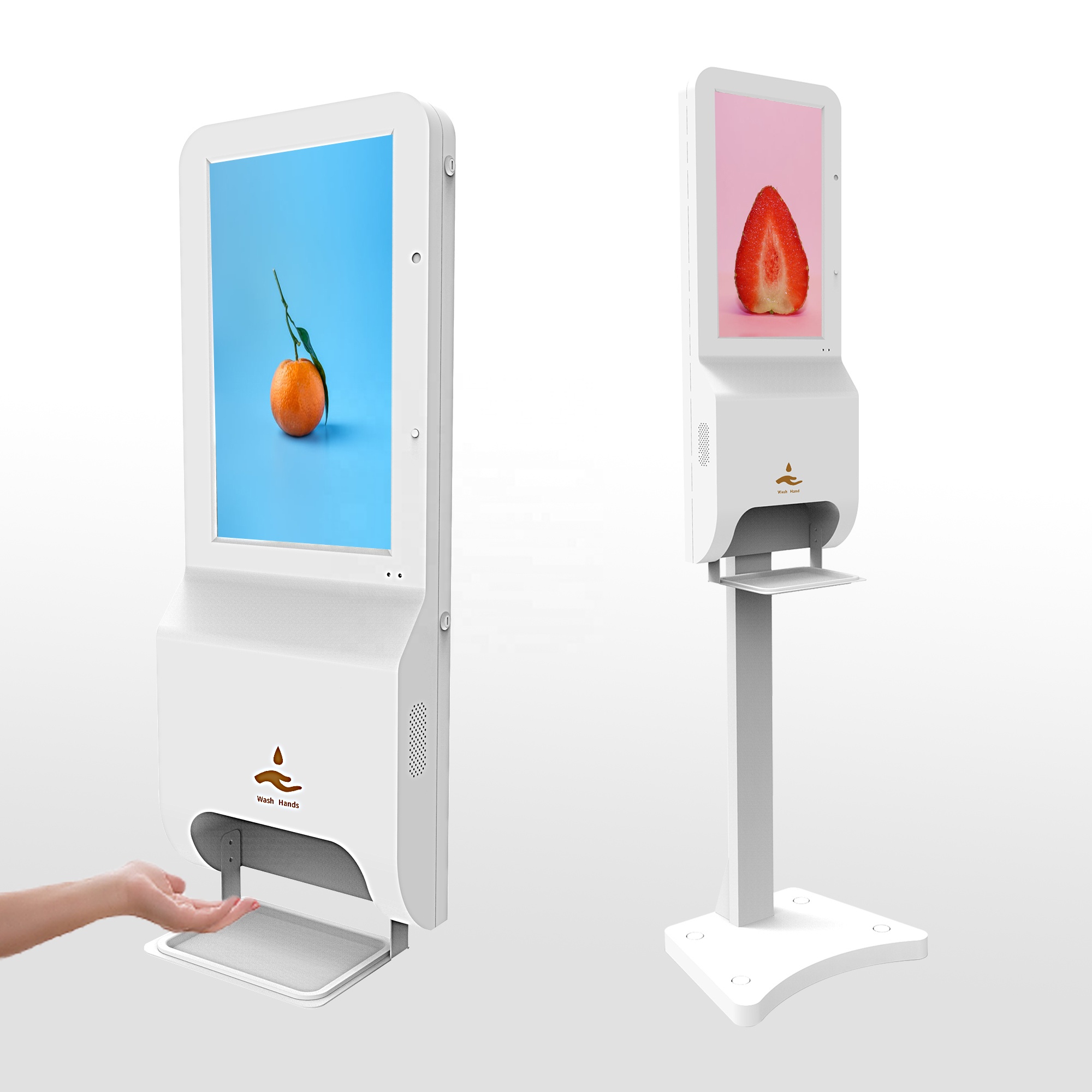 automatic sanitizer dispenser floor free standing video display kiosk lcd panel