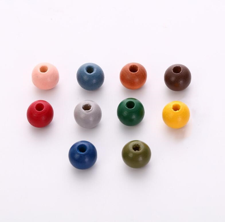 10MM Wooden Natural Beads Candy Color Beads DIY Accessories