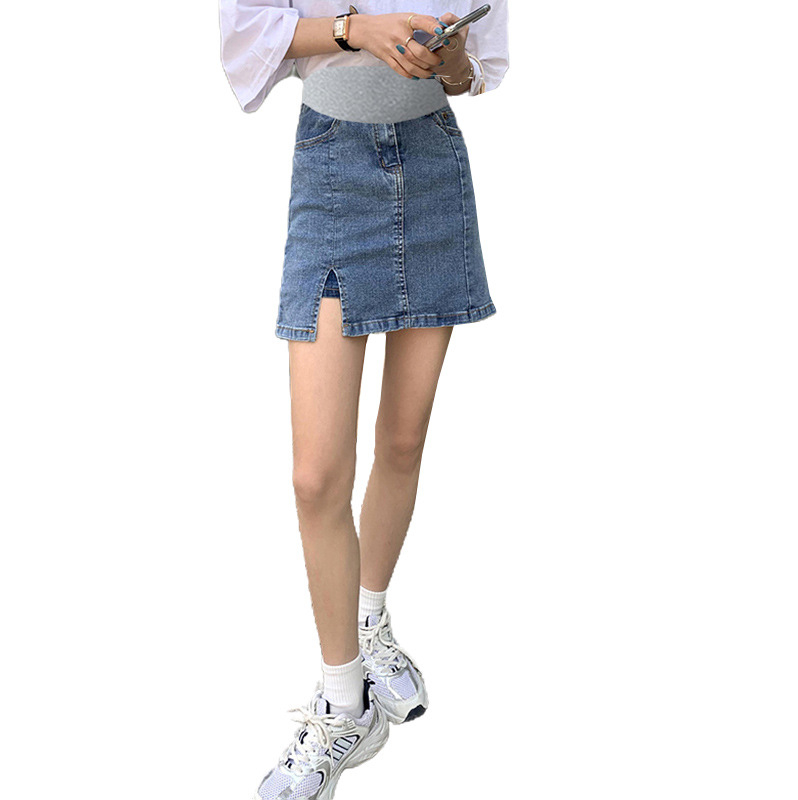 Luxe 2223HC Women's Stretchy A-line Shorts Denim Skirt
