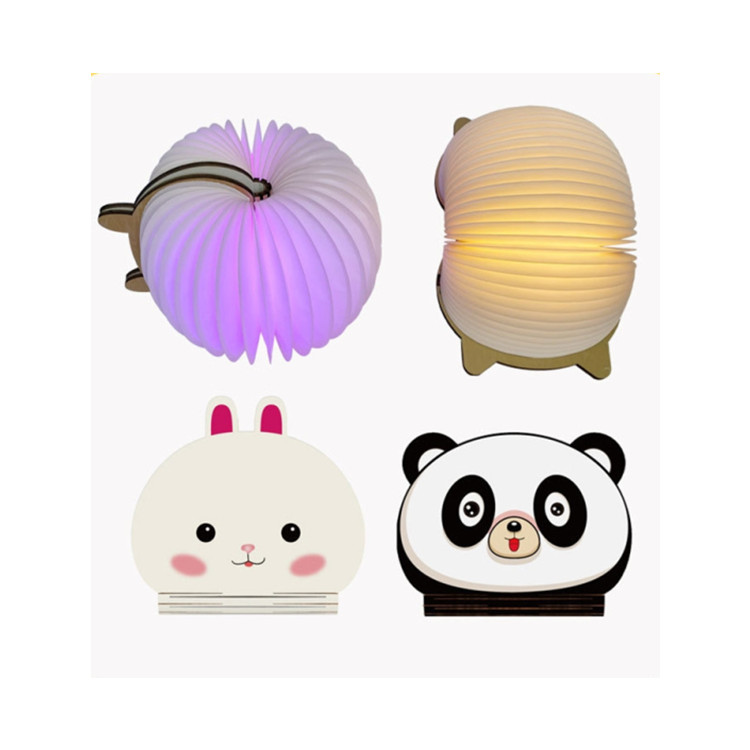 Creative Cartoon Folding Book Light Colorful USB Night Light Book Lamp With Patterns Of Kitty, Cat, Rabbit And Panda