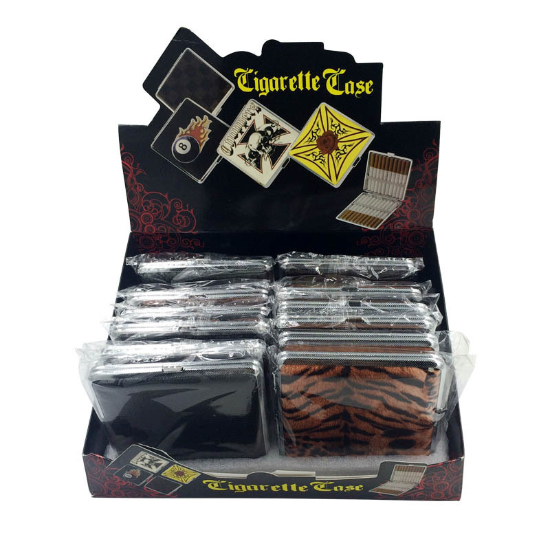 New design high quality Metal slim cigarette case 20 pack men's PU cigarette box anti pressure cigarette case