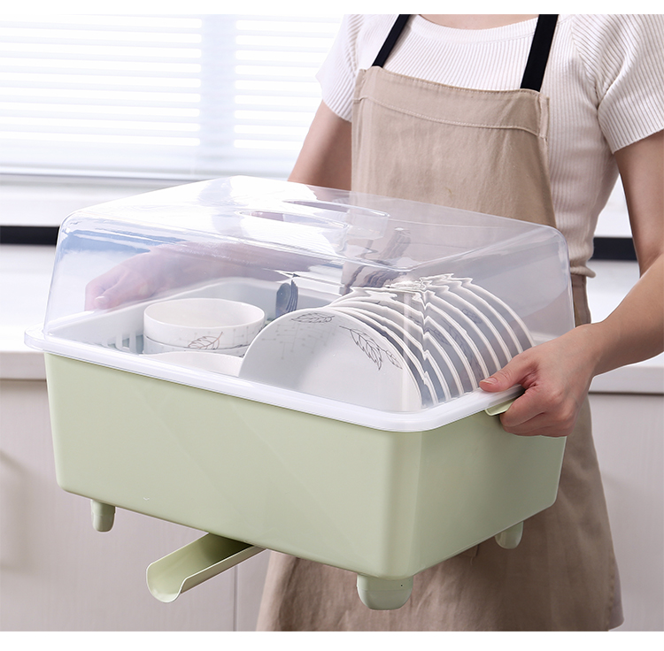 2021 hot sell 4 tiers plate rack dish drainer drying plastic rack with cover