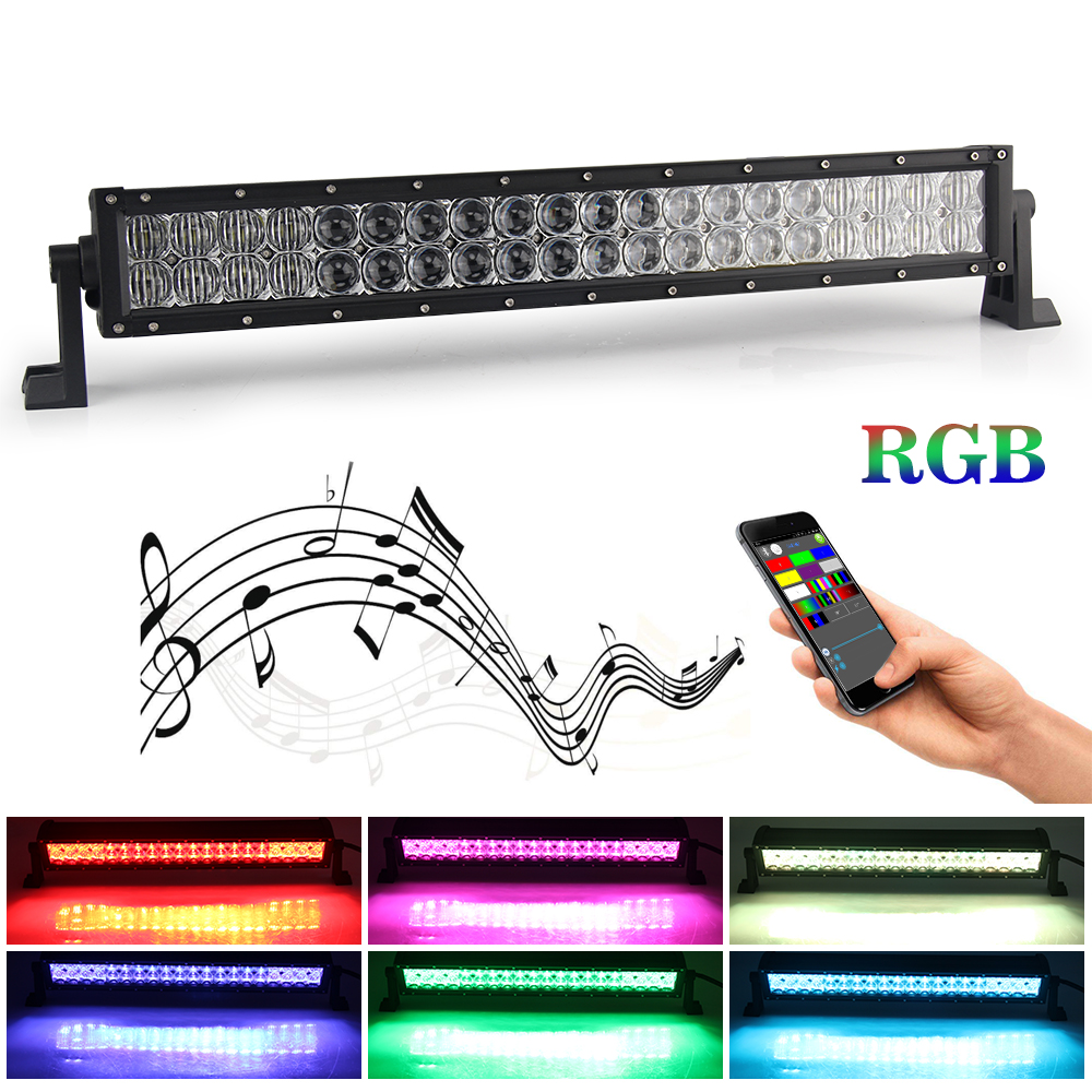 Двухрядный разноцветный светодиодный светильник Rgb для грузовиков, 22, 32, 42, 52 дюйма, 5D