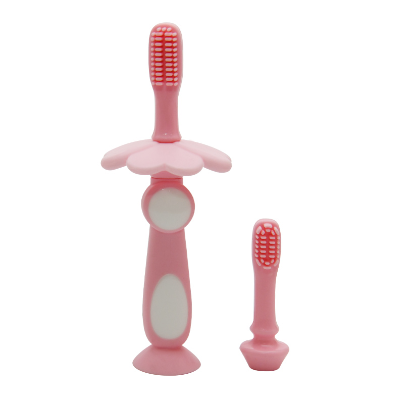 Lula Beauty Infant Baby Teething Toys Small Twin Head Baby Training Toothbrush With Suction Base Vs Baby Finger Toothbrush