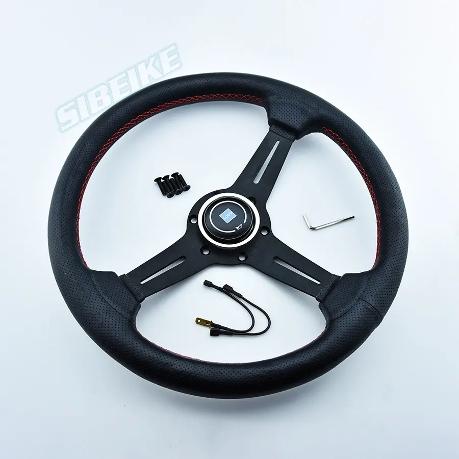 Custom 14inch JDM PC Leather Racing Car Steering Wheel for Universal