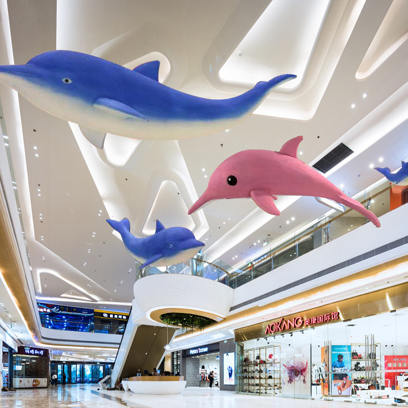 Summer ocean theme decoration Mall hotel aquarium atrium hanging ornament pendant simulation foam dolphin ornaments