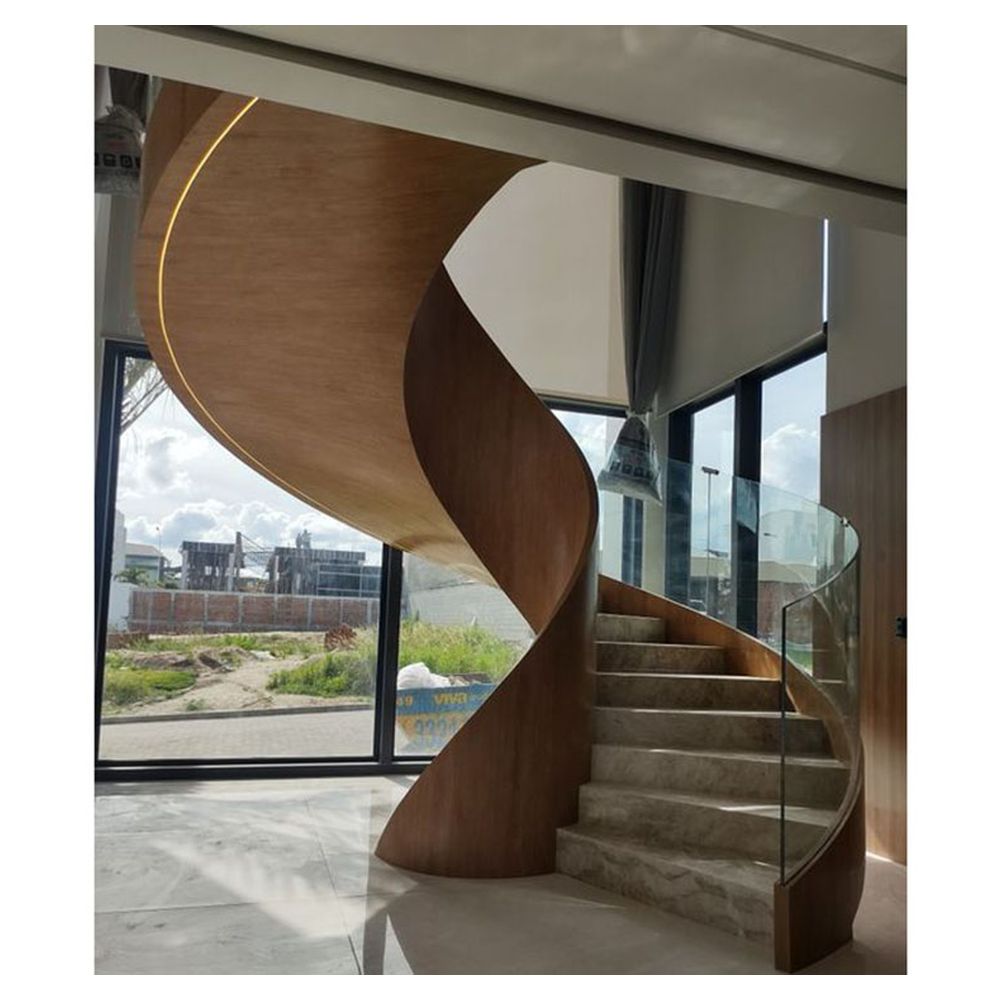 Prima High Quality Customized Interior Curved Stairs Optional Tread Staircase For Building Project